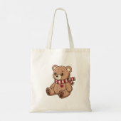 Schattige teddybeer met gestreepte sjaal tote bag (Achterkant)