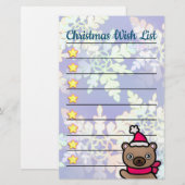 Schattige teddybeer met gouden sterren briefpapier (Voorkant / Achterkant)