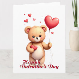 Schattige teddybeer met hart – Gelukkige Valentijn Kaart