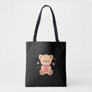 Schattige teddybeer met hart – liefde tote bag