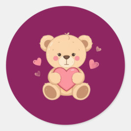 Schattige teddybeer met hart – Valentijn Liefde Il Ronde Sticker