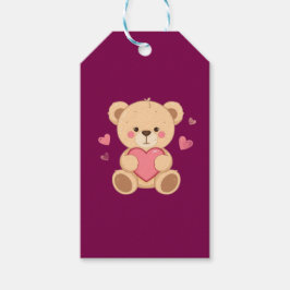 Schattige teddybeer met hart – Valentijnsdag Liefd Cadeaulabel