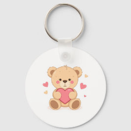 Schattige teddybeer met hart – Valentijnsdag Liefd Sleutelhanger