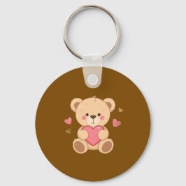 Schattige teddybeer met hart – Valentijnsdag Liefd Sleutelhanger