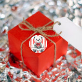 Schattige teddybeer met kerstkrans ronde sticker