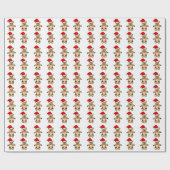 Schattige teddybeer met kerstmuts Kerstmis Cadeaupapier (Vlak)