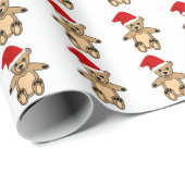 Schattige teddybeer met kerstmuts Kerstmis Cadeaupapier (Rol Hoek)