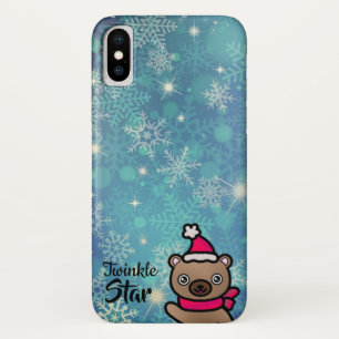 Schattige teddybeer met kerststerren Case-Mate iPhone case