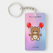 Schattige teddybeer met rode ballonnen cartoon sleutelhanger (Voorkant)