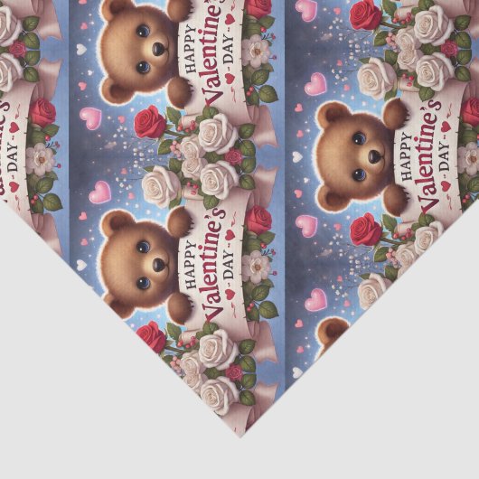 Schattige teddybeer met Rozen Tissuepapier (Detail)