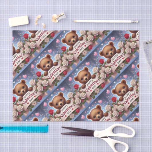 Schattige teddybeer met Rozen Tissuepapier (Craft)