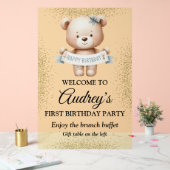 Schattige teddybeer met verjaardagsbanner acryl bord (Huwelijk)
