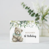 Schattige teddybeer met waterverf afbeelding voor  briefkaart (Staand voorkant)