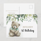 Schattige teddybeer met waterverf afbeelding voor  briefkaart (Voorkant / Achterkant)