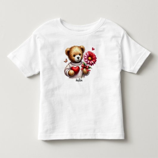 Schattige teddybeer naam Valentijnsdag Kinder Shirts (Voorkant)