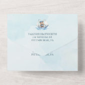 Schattige Teddybeer Nautische Boat Boy Baby shower All In One Uitnodiging (Achterkant)