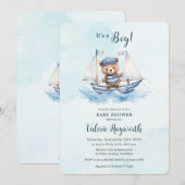Schattige Teddybeer Nautische Boat Boy Baby shower Kaart (Voorkant / Achterkant)