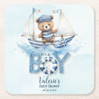 Schattige Teddybeer Nautische Boat Boy Baby shower