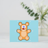schattige teddybeer op blauw briefkaart (Staand voorkant)