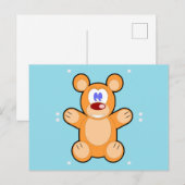 schattige teddybeer op blauw briefkaart (Voorkant / Achterkant)