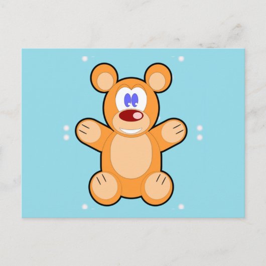 schattige teddybeer op blauw briefkaart (Voorkant)