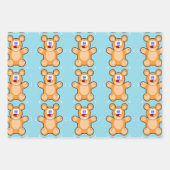 schattige teddybeer op blauw inpakpapier vel (Voorkant 3)