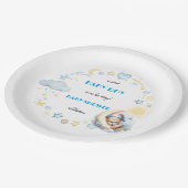 Schattige teddybeer op de Moon Baby Boy Shower Papieren Bordje (Gekanteld)