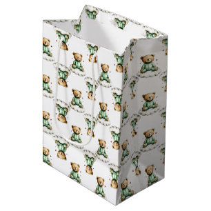 Schattige teddybeer op een pluizige wolk groene py medium cadeauzakje