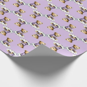 Schattige teddybeer op een wolk paarse pyjama cadeaupapier