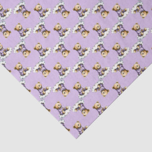 Schattige teddybeer op een wolk paarse pyjama tissuepapier