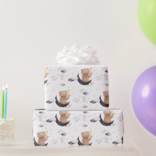 Schattige teddybeer op maan Witte kinderartikelen Cadeaupapier
