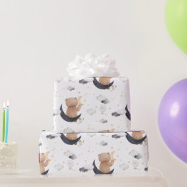 Schattige teddybeer op maanwit cadeaupapier