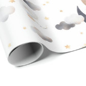 Schattige teddybeer op maanwit cadeaupapier (Rol Hoek)