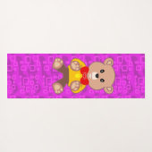 Schattige teddybeer op roze geometrisch yogamat (Achterkant (horizontaal))