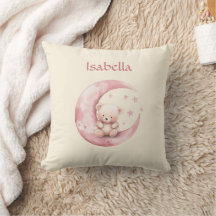 Schattige teddybeer op roze maan