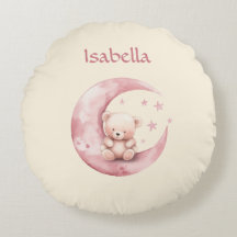 Schattige teddybeer op roze maan