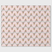 Schattige teddybeer op wolkje in roze pyjama cadeaupapier (Vlak)