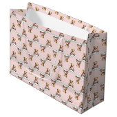 Schattige teddybeer op wolkje in roze pyjama groot cadeauzakje (Voorkant Gekanteld)