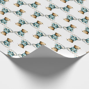 Schattige teddybeer op zachte wolk blauwe pyjama cadeaupapier