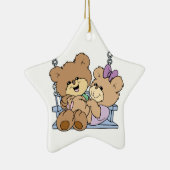 schattige teddybeer paar romance op de bank keramisch ornament (Rechts)