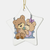 schattige teddybeer paar romance op de bank keramisch ornament (Links)