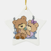 schattige teddybeer paar romance op de bank keramisch ornament (Achterkant)