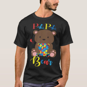 Schattige teddybeer PaPa Beer Autisme Vader Puzze T-shirt