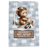 Schattige teddybeer piloot jongen douchebak medium cadeauzakje (Voorkant)