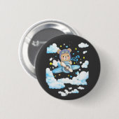 Schattige teddybeer piloot vliegtuig ronde button 5,7 cm (Voorkant /achterkant)
