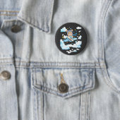 Schattige teddybeer piloot vliegtuig ronde button 5,7 cm (In situ)