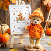 Schattige Teddybeer & pompoenen Baby shower Welkom Poster