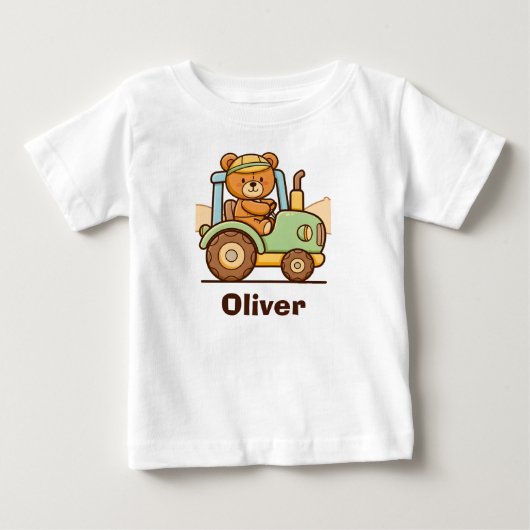 Schattige teddybeer rijdt op groene tractor (Voorkant)