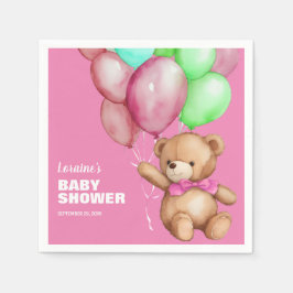 Schattige teddybeer roze Baby shower Servet