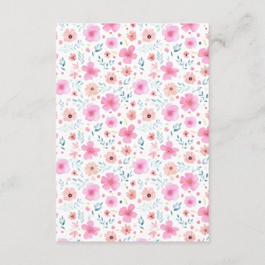 Schattige Teddybeer Roze Balloon Diaper Raffle Tic Informatiekaartje (Achterkant)